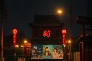 蓝色雨夜港口与读信人插画